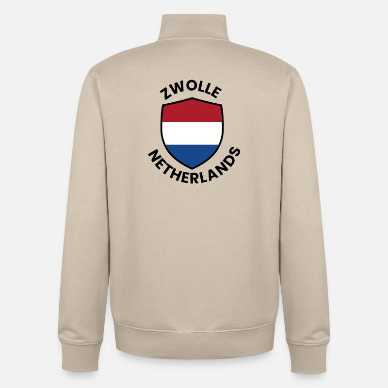 Bouclier du drapeau Zwolle - Sweat zippé unisexe en coton bio Stanley/Stella - beige crème