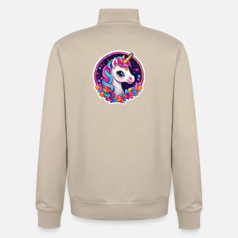 Sternenregenbogen-Einhorn - Unisex Organic Zip Sweatshirt von Stanley/Stella - Cremebeige