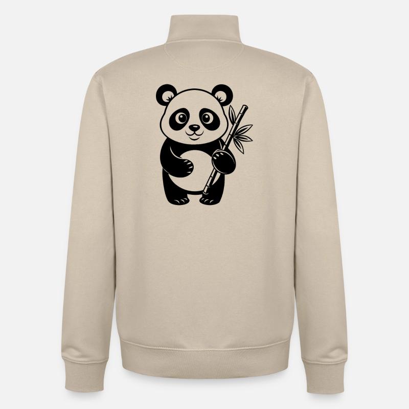Panda mit Bambus - Unisex Organic Zip Sweatshirt von Stanley/Stella - Cremebeige
