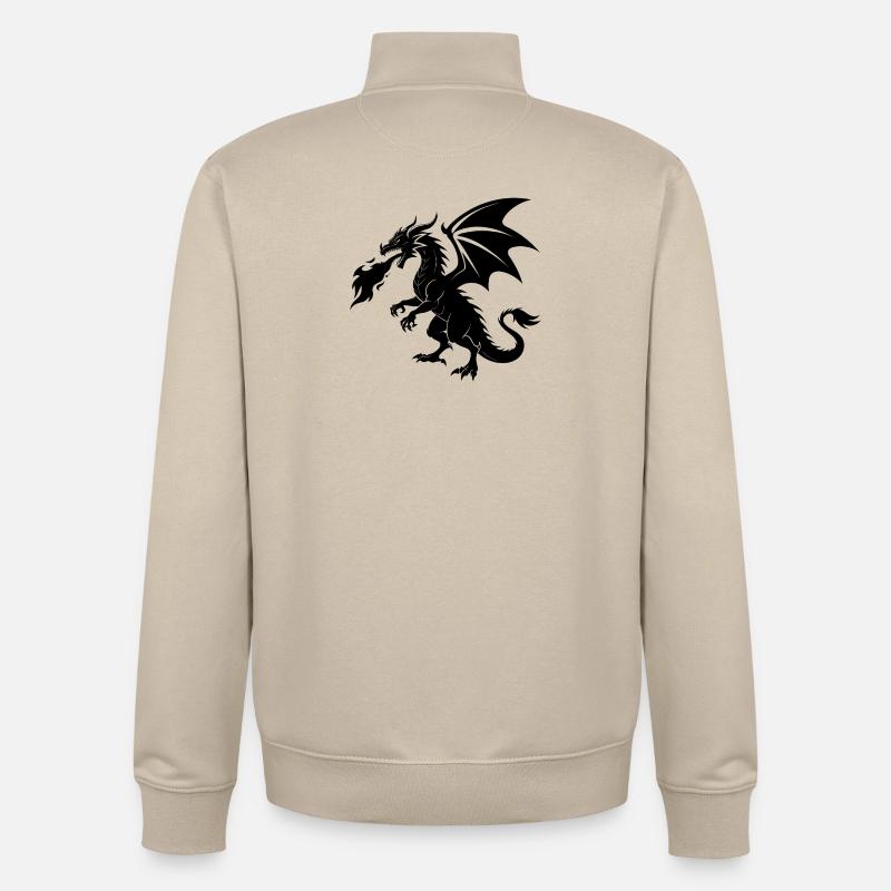 Feuerspeiender Drache - Unisex Organic Zip Sweatshirt von Stanley/Stella - Cremebeige