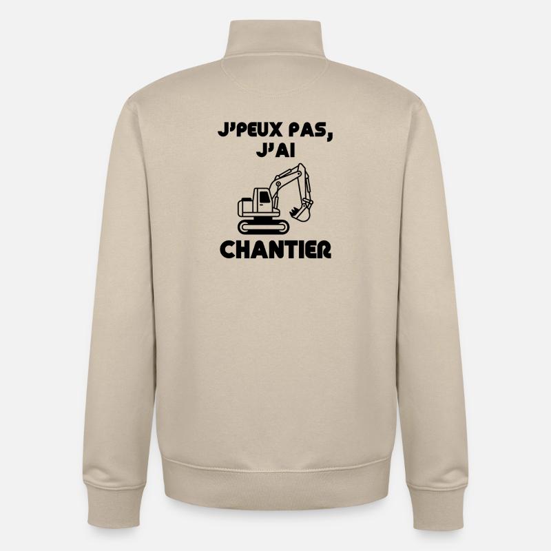 Chantier construction bâtiment  - Sweat zippé unisexe en coton bio Stanley/Stella - beige crème