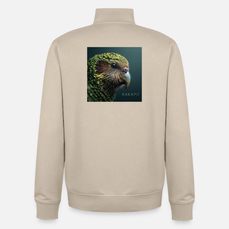 Kakapo – Perroquet vert rare - Sweat zippé unisexe en coton bio Stanley/Stella - beige crème