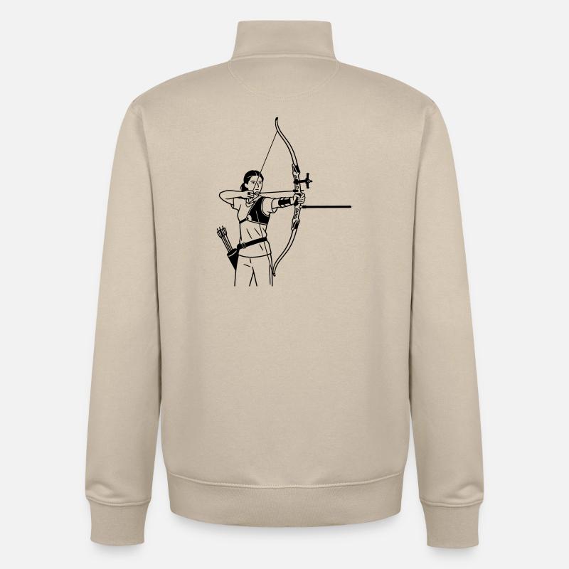 Tir à l’arc - Sweat zippé unisexe en coton bio Stanley/Stella - beige crème