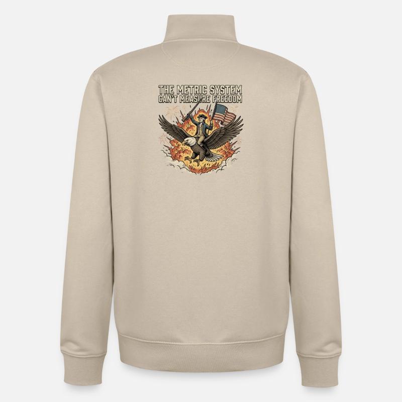 The metric system cannot measure freedom - Unisex Organic Zip Sweatshirt by Stanley/Stella - desert dust