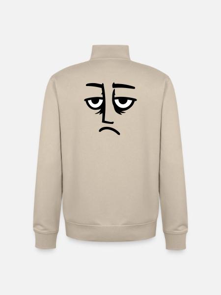 Grumpy sad disappointed face funny - Unisex Organic Zip Sweatshirt by Stanley/Stella - desert dust