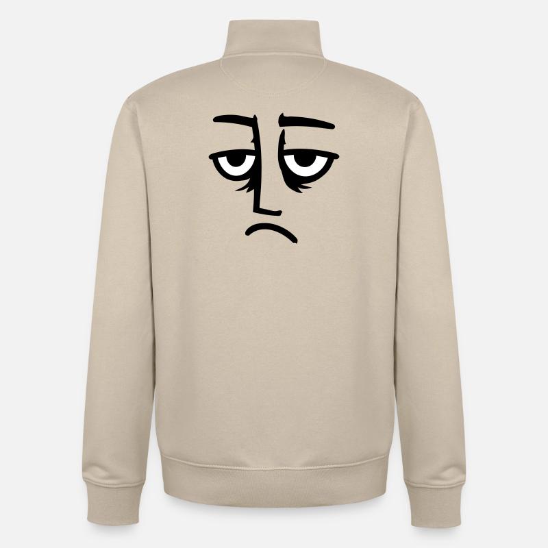 Grumpy sad disappointed face funny - Unisex Organic Zip Sweatshirt by Stanley/Stella - desert dust