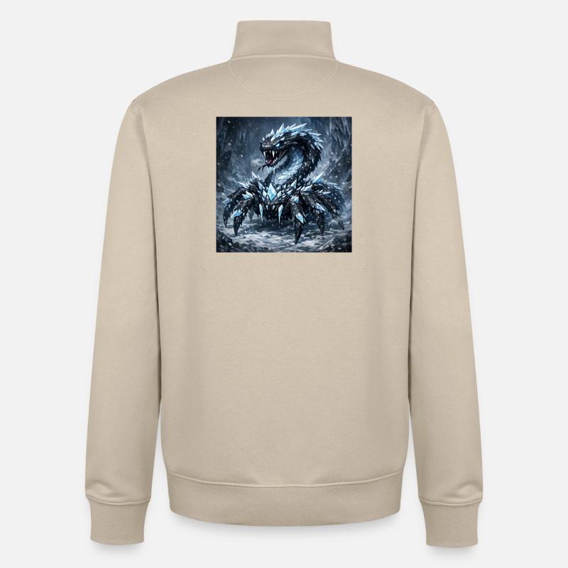 Dragon de Cristal dans une tempête de glace - Sweat zippé unisexe en coton bio Stanley/Stella - beige crème