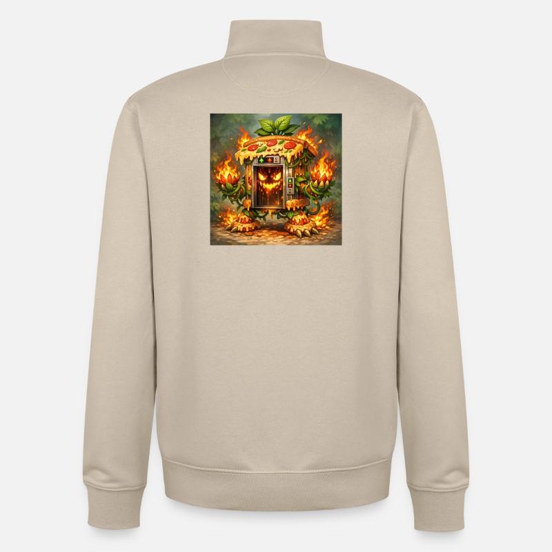 Monstre du Four à Feu à Pizza - Sweat zippé unisexe en coton bio Stanley/Stella - beige crème