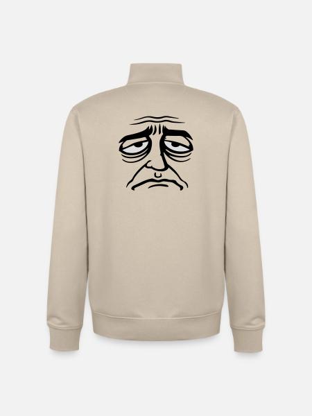 Grumpy sad disappointed face funny - Unisex Organic Zip Sweatshirt by Stanley/Stella - desert dust