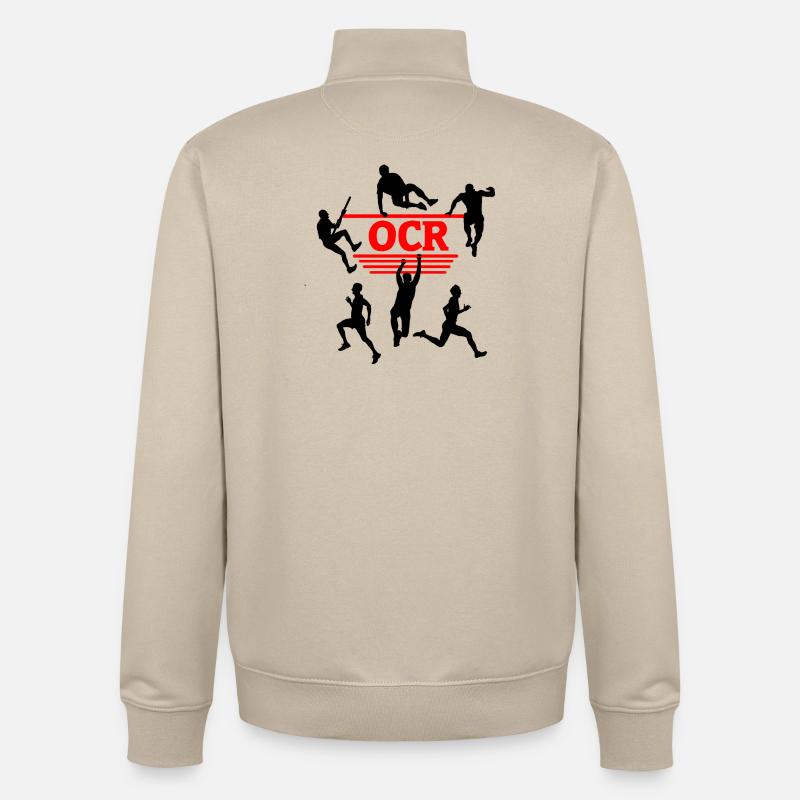 Puissance OCR – Conception de courses d’obstacles - Sweat zippé unisexe en coton bio Stanley/Stella - beige crème