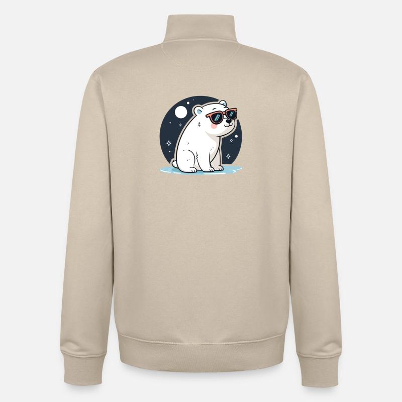 Rote Eisbär-Kosmische Brille - Unisex Organic Zip Sweatshirt von Stanley/Stella - Cremebeige