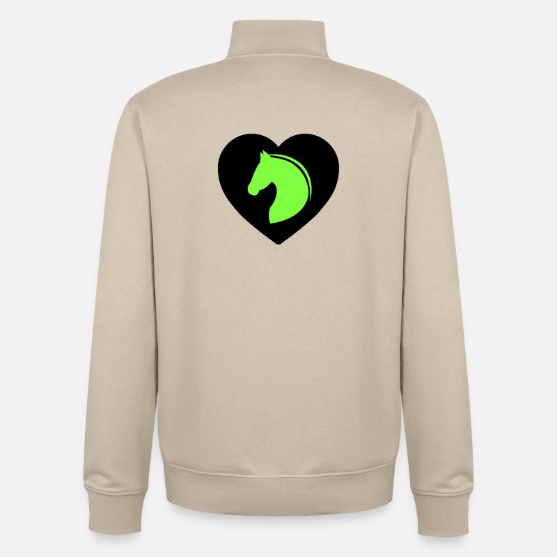 Chevaux - Sweat zippé unisexe en coton bio Stanley/Stella - beige crème