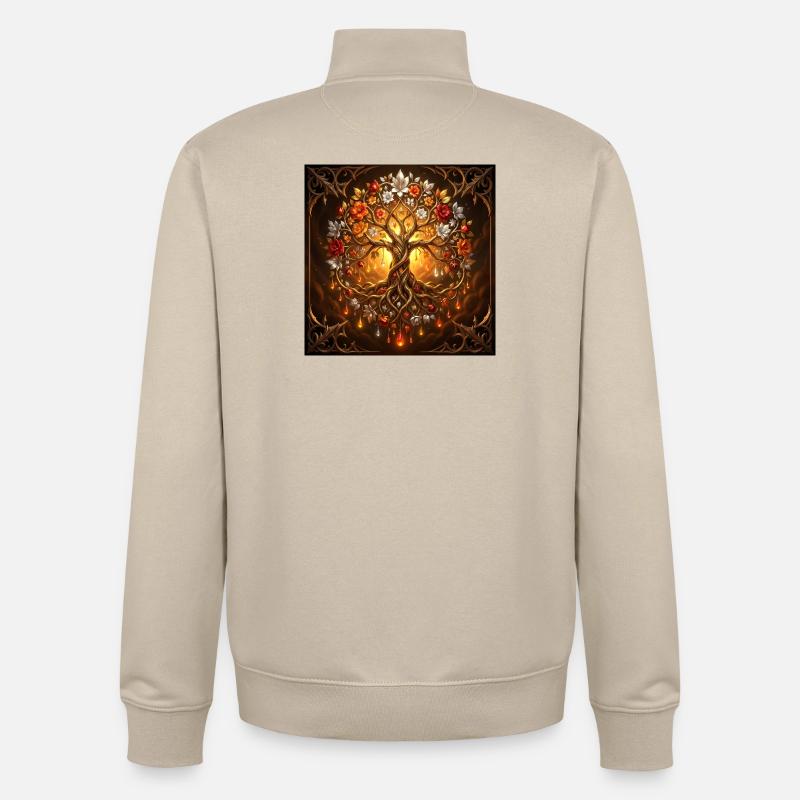 Luminescent Life Tree - Unisex Organic Zip Sweatshirt by Stanley/Stella - desert dust