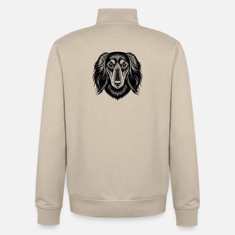 Dachshund long haired - Unisex Organic Zip Sweatshirt by Stanley/Stella - desert dust
