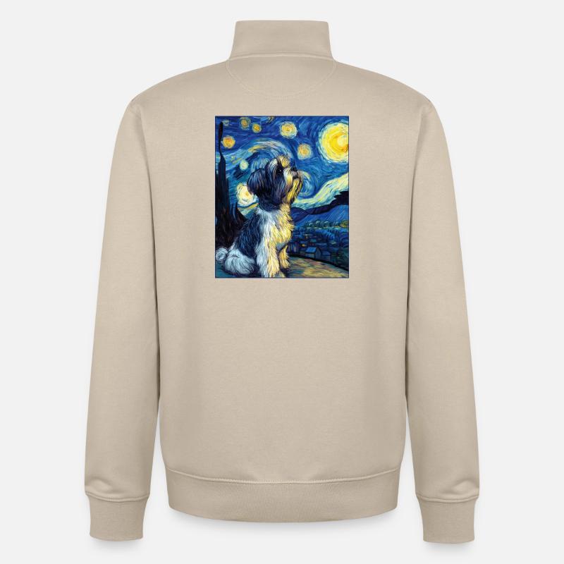 Shih Tzu - Sweat zippé unisexe en coton bio Stanley/Stella - beige crème