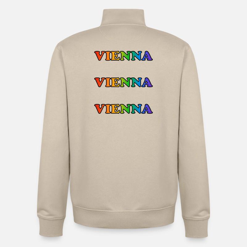 Vienna Rainbow Repeats - Unisex Organic Zip Sweatshirt by Stanley/Stella - desert dust