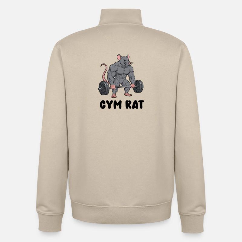 Rat musclé dans le style comic - Sweat zippé unisexe en coton bio Stanley/Stella - beige crème