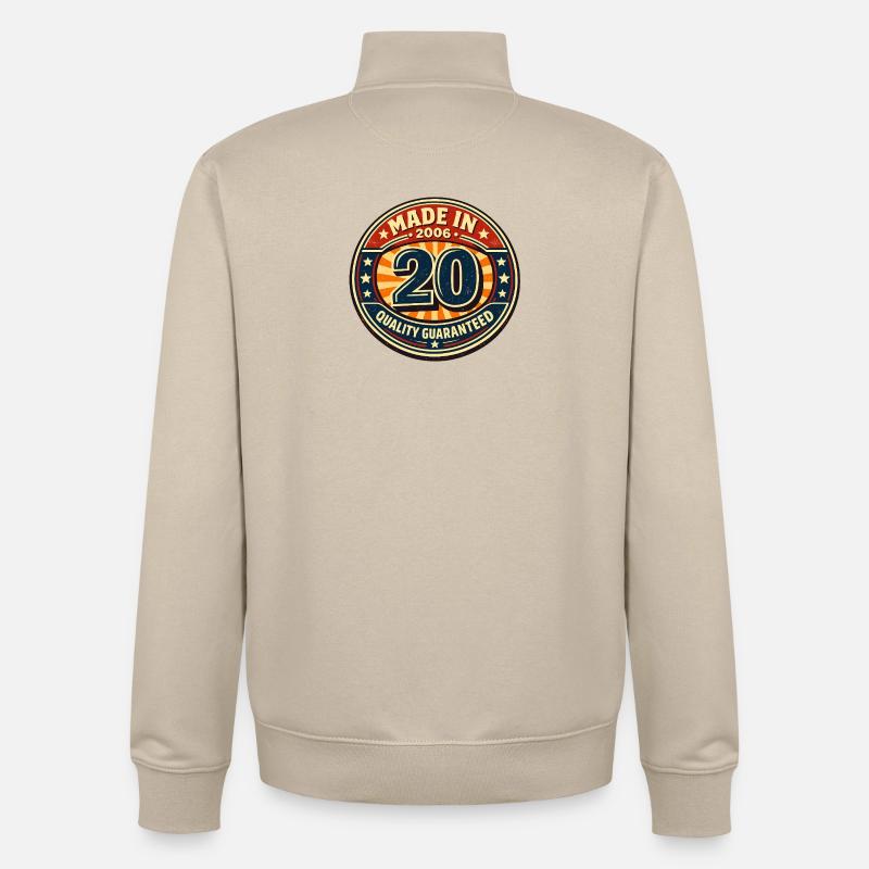 20e anniversaire - Sweat zippé unisexe en coton bio Stanley/Stella - beige crème