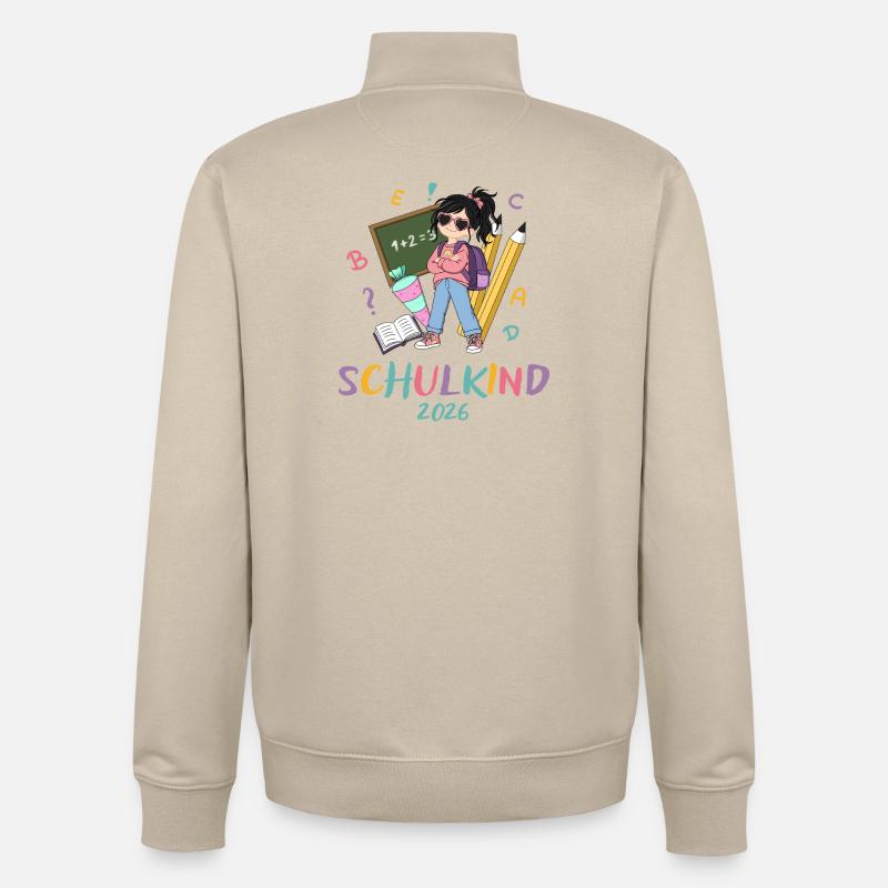 Schulkind 2026: Bunte Lernabenteuer - Unisex Organic Zip Sweatshirt von Stanley/Stella - Cremebeige