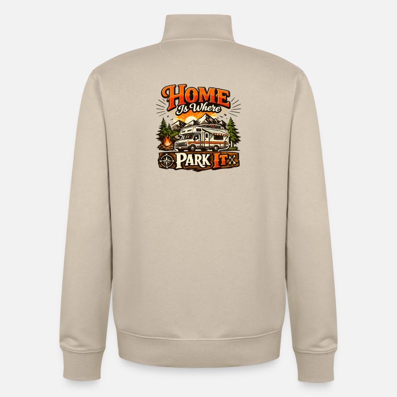 Home Is Where Park It - Sweat zippé unisexe en coton bio Stanley/Stella - beige crème