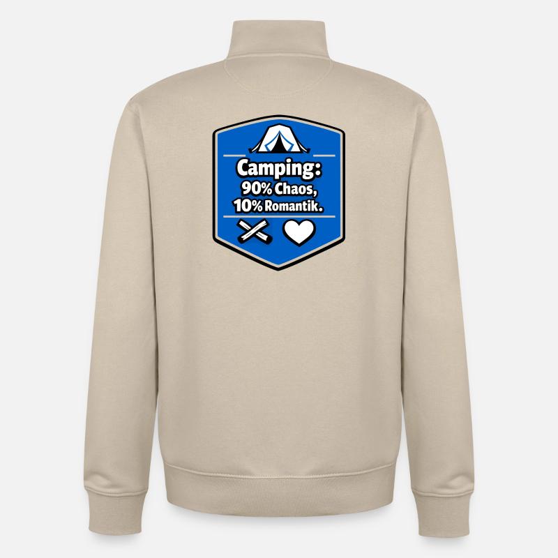Camping en camping-car - Sweat zippé unisexe en coton bio Stanley/Stella - beige crème