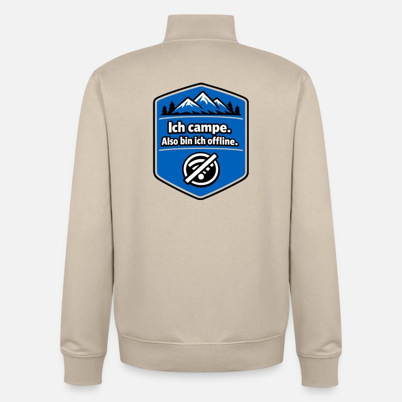 Camping - ich bin offline - Unisex Organic Zip Sweatshirt von Stanley/Stella - Cremebeige