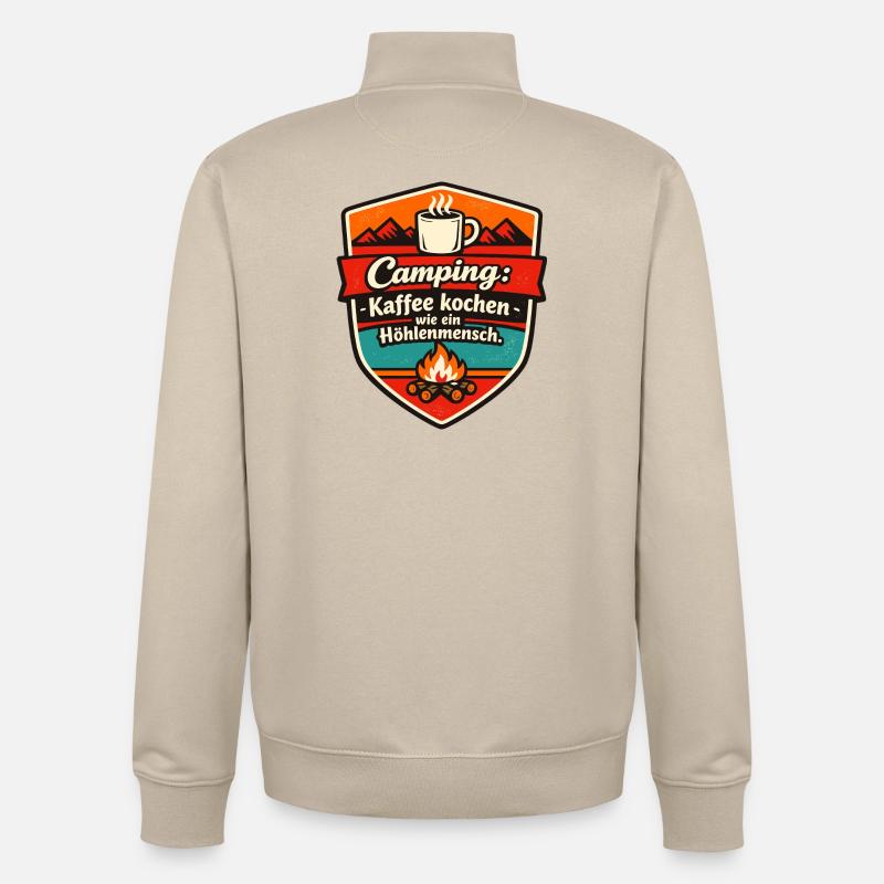 Camper Camping - Unisex Organic Zip Sweatshirt by Stanley/Stella - desert dust