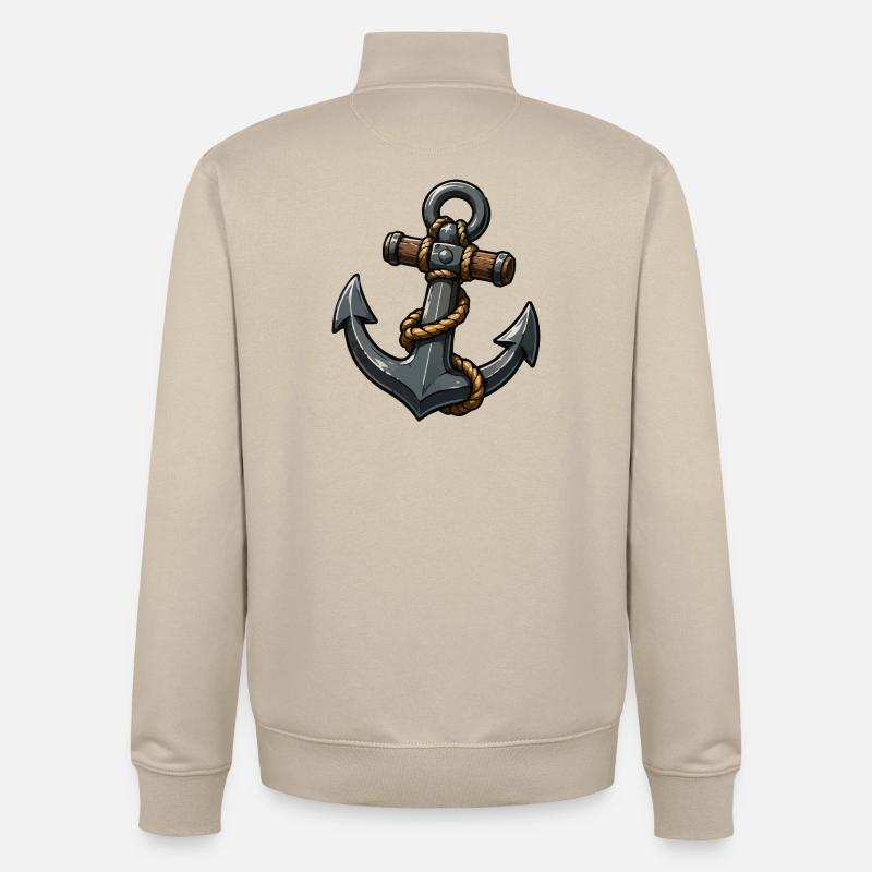 Anker mit Seil Cartoon-Design - Unisex Organic Zip Sweatshirt von Stanley/Stella - Cremebeige