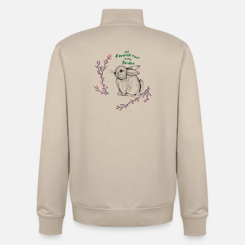 Le lapin dans le jardin - Sweat zippé unisexe en coton bio Stanley/Stella - beige crème