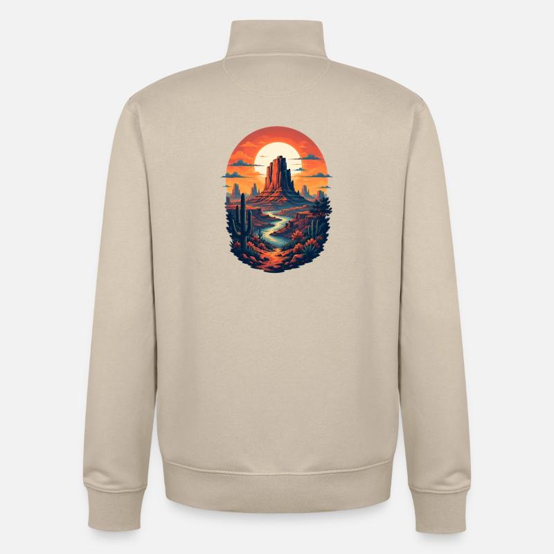Canyon au coucher de soleil - Sweat zippé unisexe en coton bio Stanley/Stella - beige crème