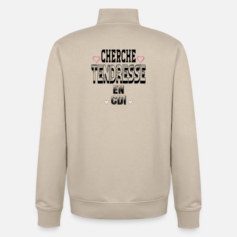Cherche Tendresse en CDI - Sweat zippé unisexe en coton bio Stanley/Stella - beige crème