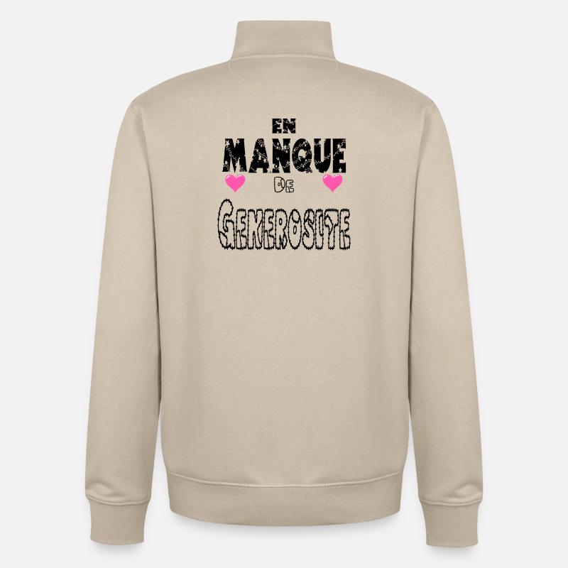 En Manque de Générosité - Sweat zippé unisexe en coton bio Stanley/Stella - beige crème