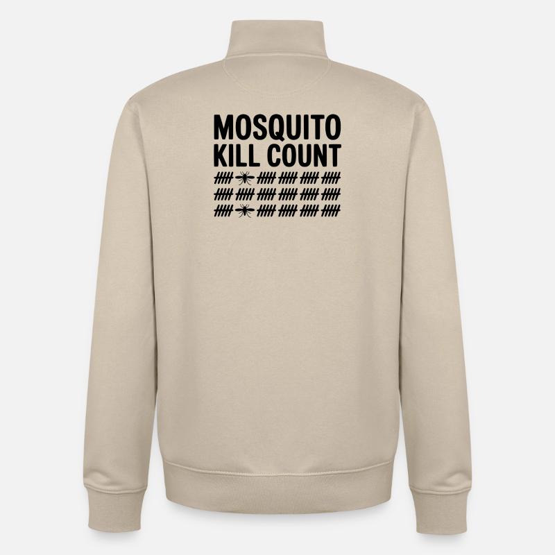 Mosquito Kill Count Funny Camping  - Unisex Organic Zip Sweatshirt by Stanley/Stella - desert dust