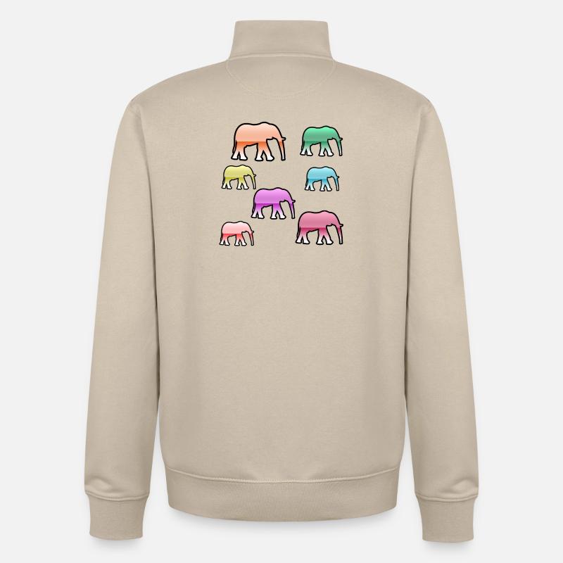 Éléphants - Sweat zippé unisexe en coton bio Stanley/Stella - beige crème