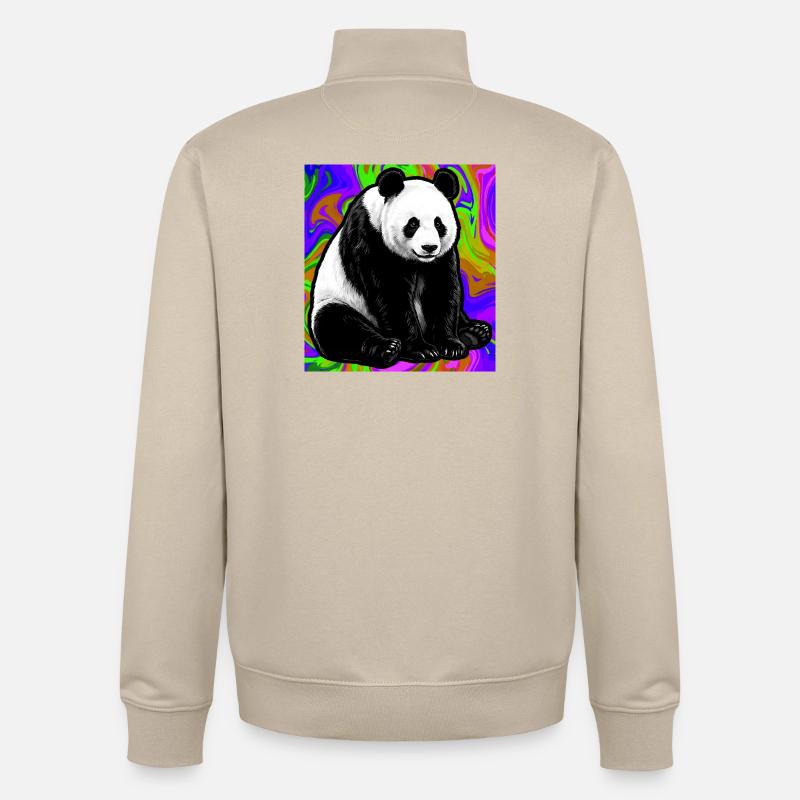 panda - Sweat zippé unisexe en coton bio Stanley/Stella - beige crème