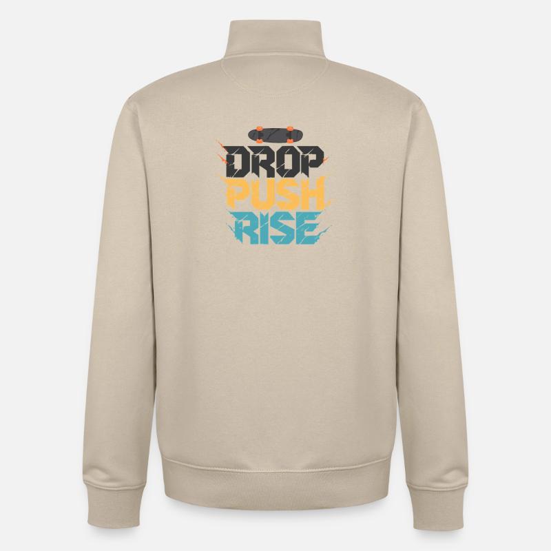 Drop Push Rise Skateboard Art - Sweat zippé unisexe en coton bio Stanley/Stella - beige crème