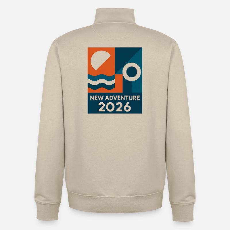 Nouvelle Aventure 2026 - Sweat zippé unisexe en coton bio Stanley/Stella - beige crème