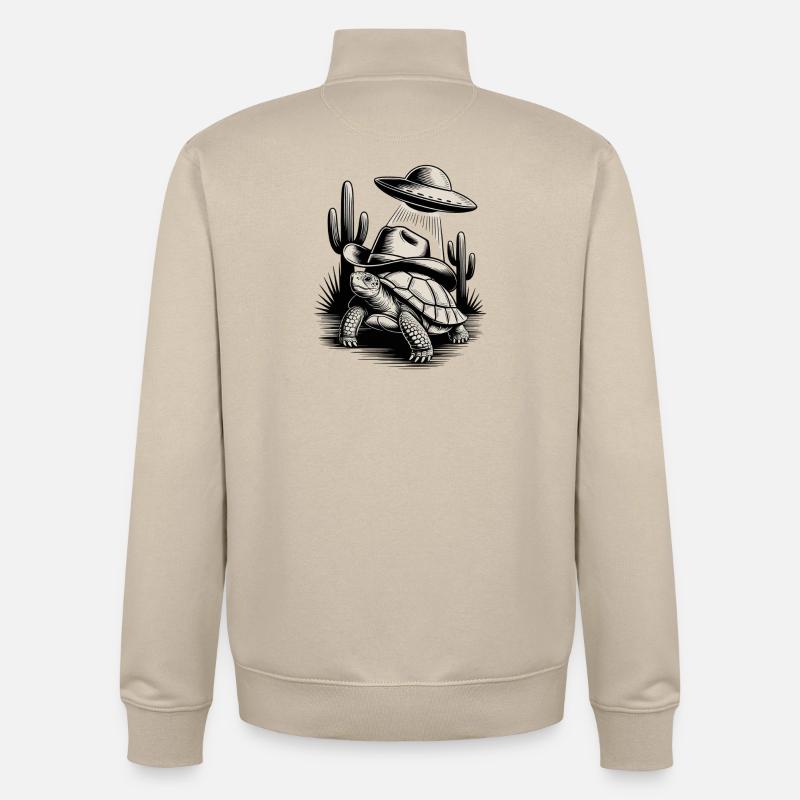 Chemise classique Alien Cowboy Turtle - Sweat zippé unisexe en coton bio Stanley/Stella - beige crème