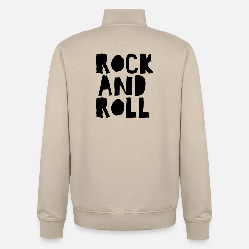 Logo Rock and Roll Vieilli - Sweat zippé unisexe en coton bio Stanley/Stella - beige crème