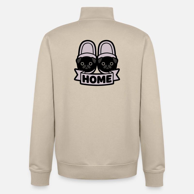 Mops Hausschuhe Home Banner - Unisex Organic Zip Sweatshirt von Stanley/Stella - Cremebeige
