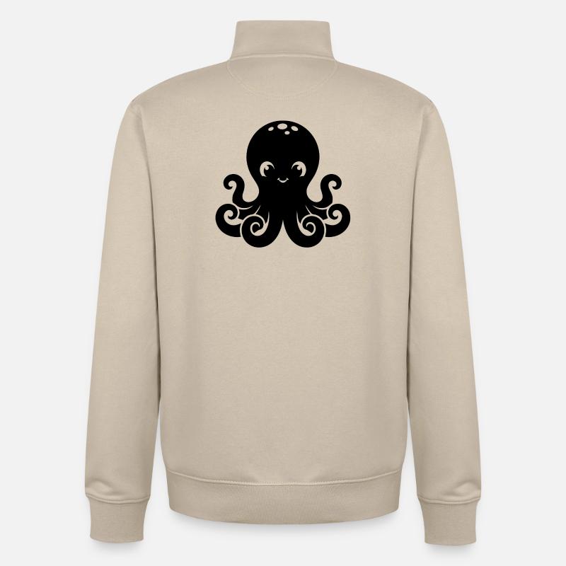 Design Petit Poulpe Mignon - Sweat zippé unisexe en coton bio Stanley/Stella - beige crème