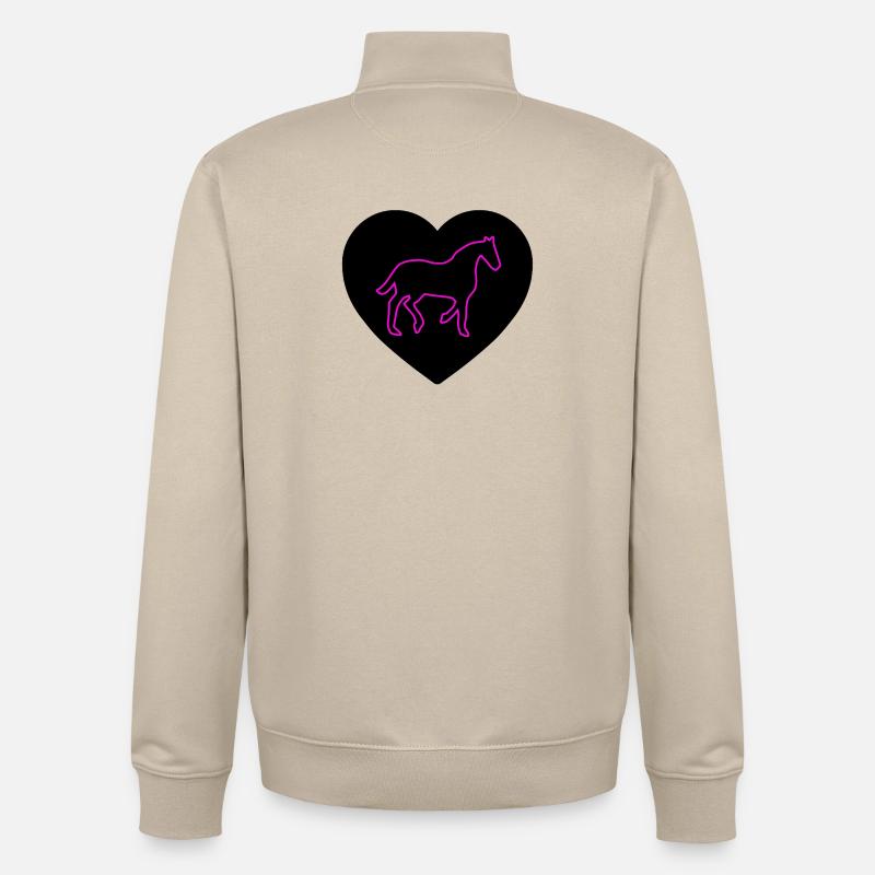 Chevaux - Sweat zippé unisexe en coton bio Stanley/Stella - beige crème