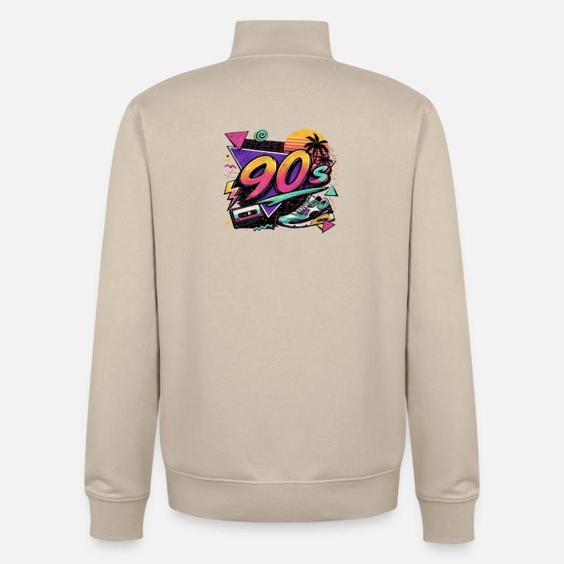 90er Neon Retro Sneaker Design - Unisex Organic Zip Sweatshirt von Stanley/Stella - Cremebeige