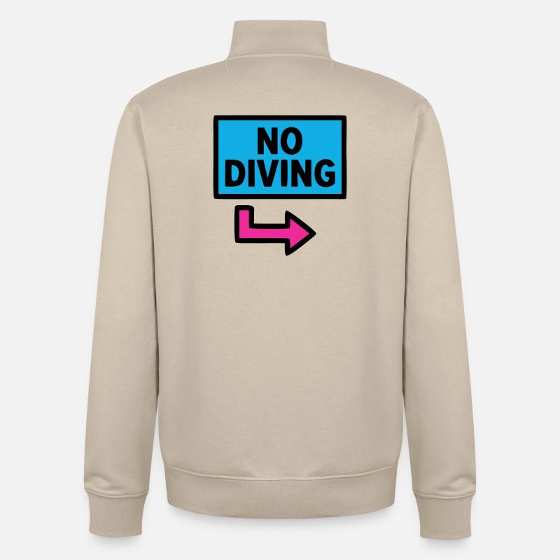 No Diving Schild Pool Retro - Unisex Organic Zip Sweatshirt von Stanley/Stella - Cremebeige