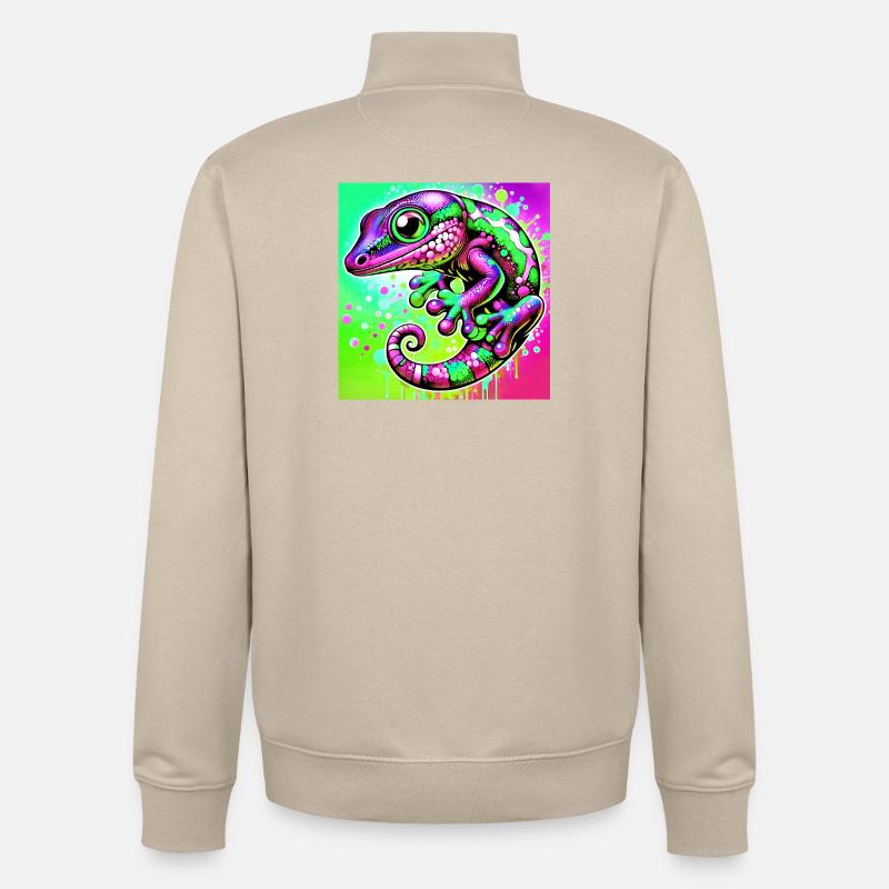 Gecko - Sweat zippé unisexe en coton bio Stanley/Stella - beige crème