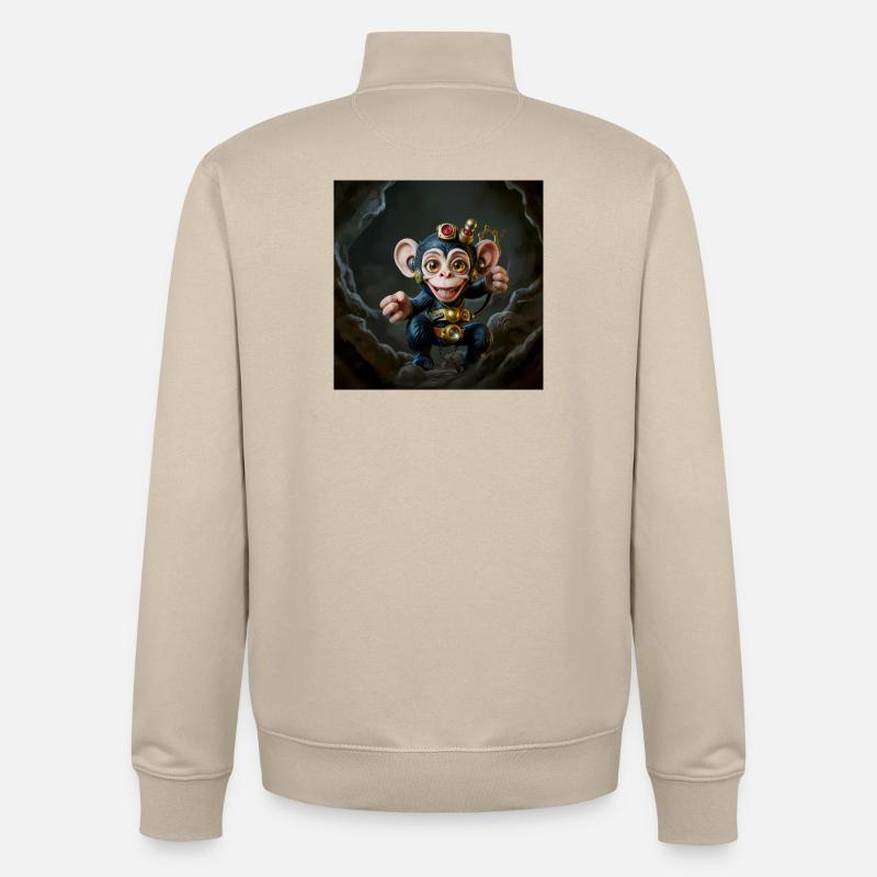 Combinaison steampunk aventureuse - Sweat zippé unisexe en coton bio Stanley/Stella - beige crème