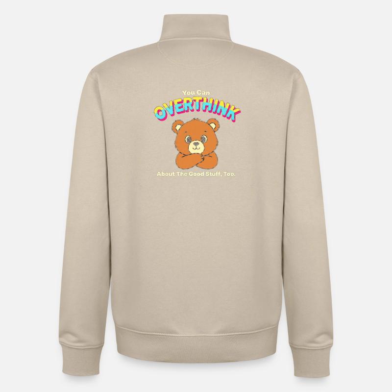 Surpensez les bonnes choses Bear - Sweat zippé unisexe en coton bio Stanley/Stella - beige crème