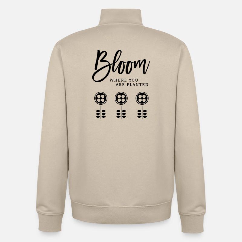 Fleurir - Sweat zippé unisexe en coton bio Stanley/Stella - beige crème