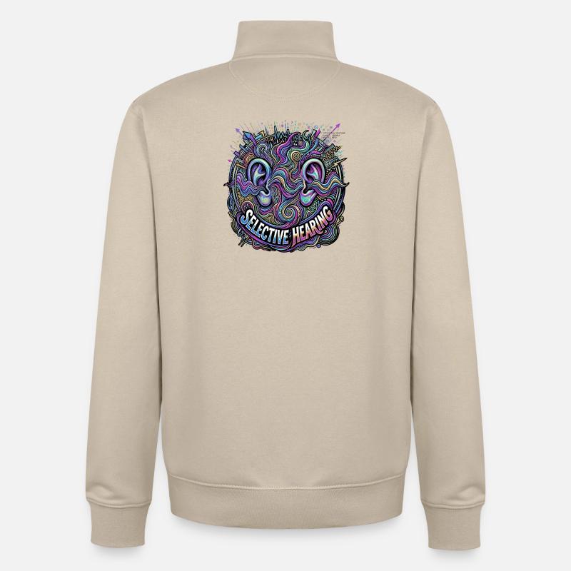 Selective Hearing - Unisex Organic Zip Sweatshirt von Stanley/Stella - Cremebeige