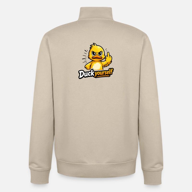 Canard coquin avec de l’attitude - Sweat zippé unisexe en coton bio Stanley/Stella - beige crème